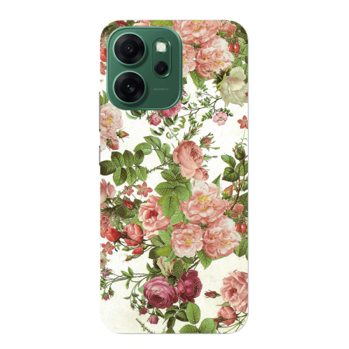 Oppo 14 F Pink roses 2 Transparent Silicone TPU Θήκη